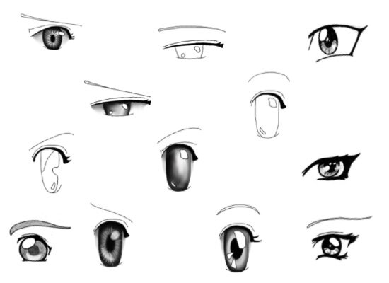 Кисти для Photoshop - Глаза в стиле Аниме (44 штуки) +бонус Прически (5 штук)