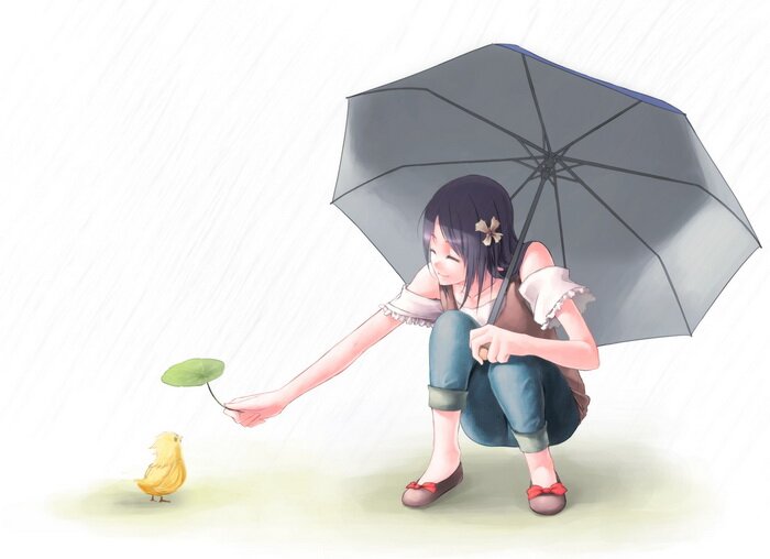 Аниме-картинки на тему "Дождь" (37 шт.)